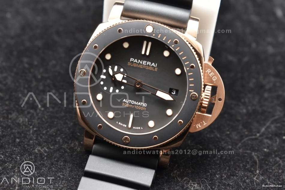 WrinkleFree 992 Best 42mm Dial P PAM2164 Rubber Black VSF Strap on Edition Submersible Black 0422